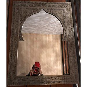 Handcrafted Silver Moroccan Bab El Mansour Mirror